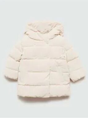 Toddler Girl Cream Puffer Coat with Hood - winter coat